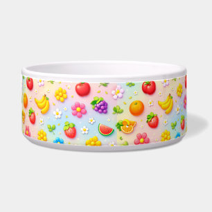 Tigela Padrão Colorido de Frutas com Flores e Frutas