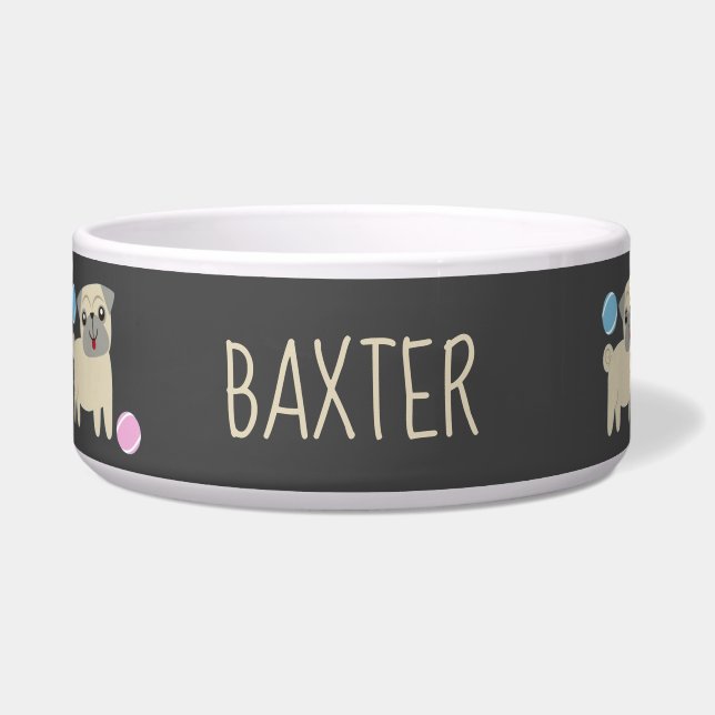 Tigela Padrão Cute Pug and Balls Personalizado (Frente)