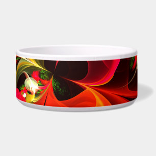 Tigela Padrão de Abstrato de Arte Vermelha Verde Floral M