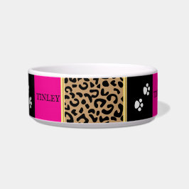 Tigela Padrão de Animal Leopardo com Preto e Rosa