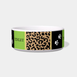 Tigela Padrão de Animal Leopardo com Preto e Verde Lima