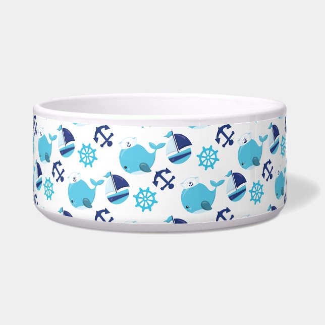 Tigela Padrão De Baleias, Baleias Cutas, Baleias Azuis (Frente)