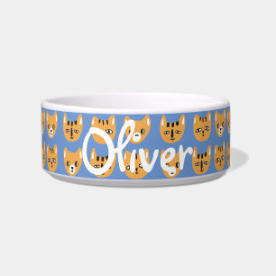 Tigela Padrão de Cabeça de Gato Amarelo-Gato Personalizáv