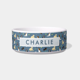 Tigela Padrão de Cachorro Azul Bonito e Moderno