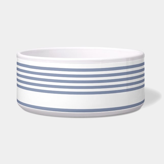 Tigela Padrão de cinco faixas de cinza azul e branco (Frente)