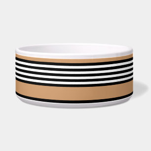 Tigela Padrão de cinco faixas, preto e branco, com bronze