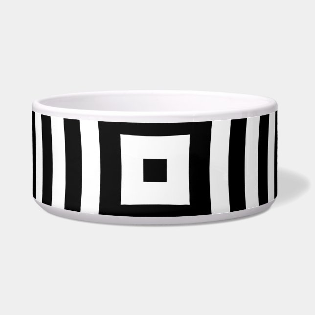 Tigela Padrão de Círculos Concêntricos Preto e Branco (Frente)