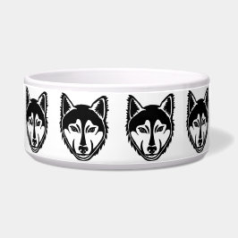 Tigela Padrão de corte de lino de retrato de Husky preto 