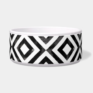 Tigela Padrão de Diamante Preto e Branco