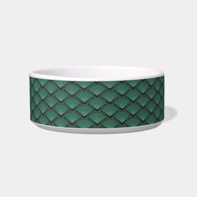Tigela Padrão de estilo Art Deco em cor verde real (Frente)