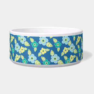 Tigela Padrão de Flores Azuis Retroativas