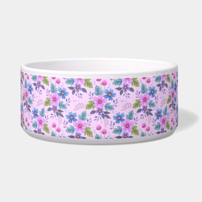 Tigela Padrão de Flores Azul-Rosa Floral para Violetas (Frente)
