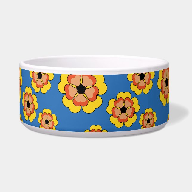 Tigela Padrão de Flores de Laranja Amarelo (Frente)