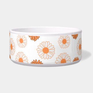 Tigela Padrão de Flores Margaridas Laranja