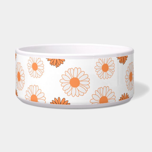 Tigela Padrão de Flores Margaridas Laranja (Frente)