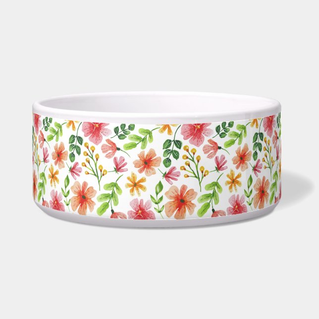 Tigela Padrão de Flores Rosa em Aquarela (Frente)