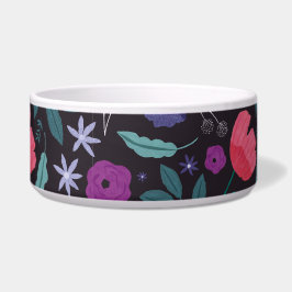 Tigela Padrão de Ilustração Floral Rosa e Púrpura