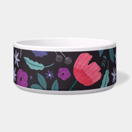 Tigela Padrão de Ilustração Floral Rosa e Púrpura