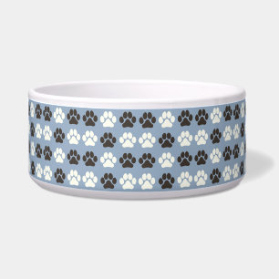 Tigela Padrão de Impressão de Pata Prata Azul