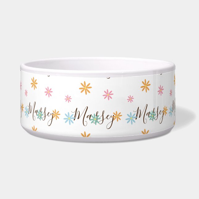 Tigela Padrão de Nome Floral Groovy      (Frente)