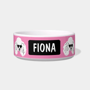 Tigela Padrão de Poodle Personalizado Rosa Fofo