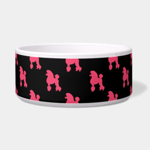 Tigela Padrão de Poodle Retroativo - Rosa e Preto