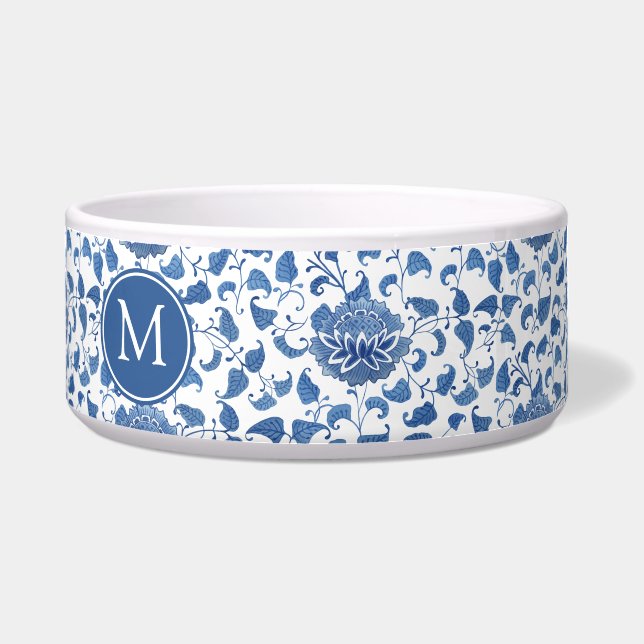 Tigela Padrão De Potência Chinesa Elegante Azul E Branco (Frente)