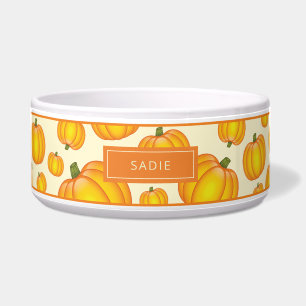 Tigela Padrão De Pumpkin De Cartoon Laranja Com Nome Pers