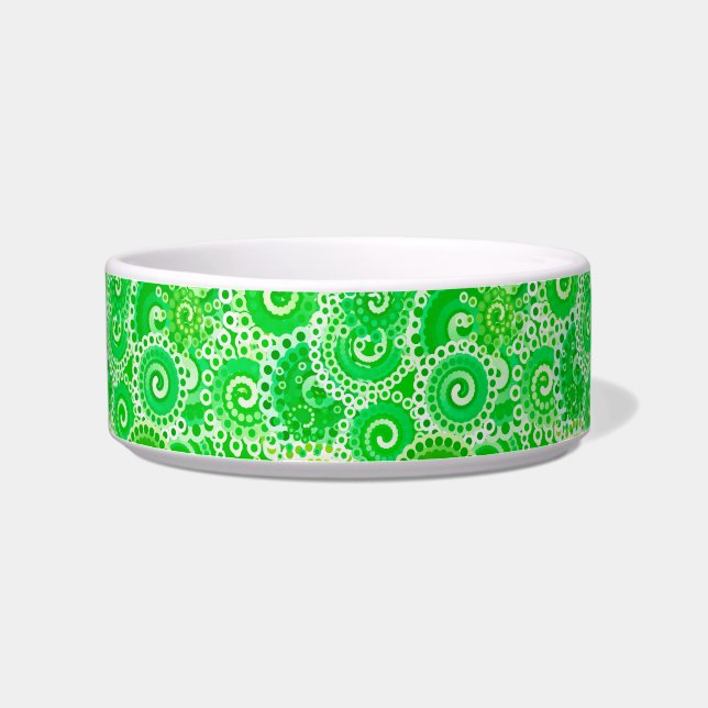Tigela padrão de redemoinho fractal, tons de verde primav (Esquerda)