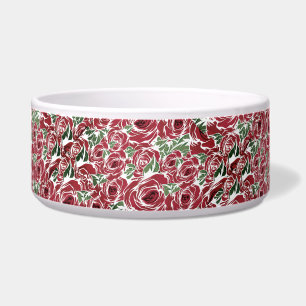 Tigela Padrão de Rosa de Vintage Elegante - Floral Vermel