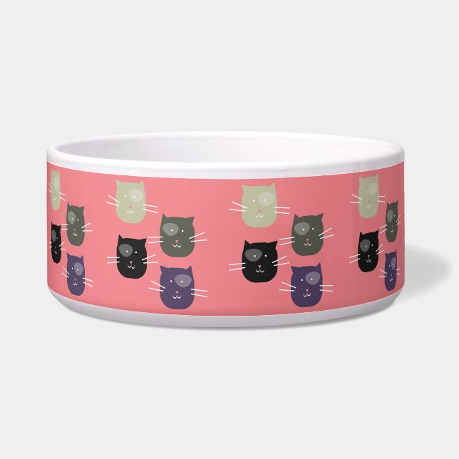 Tigela Padrão de Rosto de Gatinho Qualquer Cor (Frente)