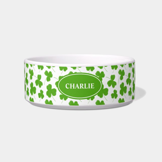Tigela Padrão de Shamrock fino Branco personalizado (Frente)