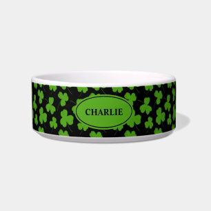 Tigela Padrão de Shamrock fino verde preto personalizado