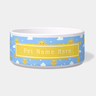 Tigela Padrão De Sol Amarelo E Nuvens Personalizado