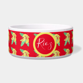 Tigela Padrão de Verdura de Banana Vermelho