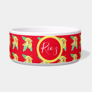 Tigela Padrão de Verdura de Banana Vermelho