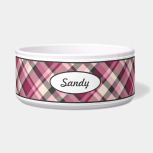 Tigela Padrão De Xadrez De Cinzas Rosa, Creme E Escuro Co