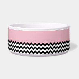 Tigela Padrão de ziguezague preto e branco, Chevron, rosa