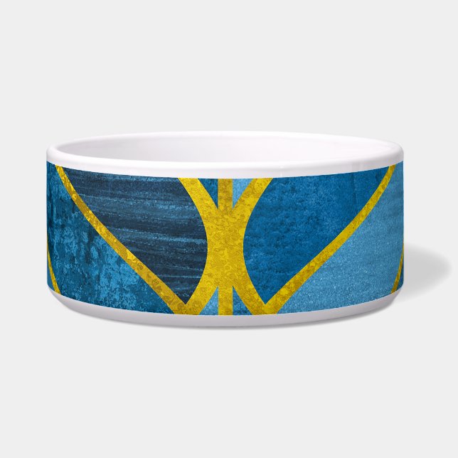 Tigela Padrão Dourado do Grunge Azul (Frente)