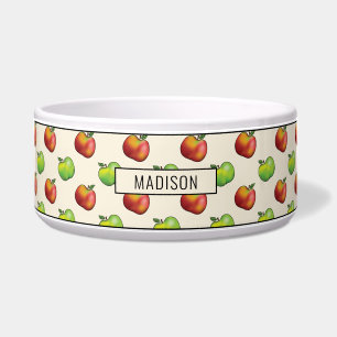 Tigela Padrão e nome da Fruta de Maçã de Cartoon Verme