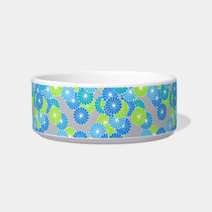Tigela Padrão floral Art Deco - azul e verde limão