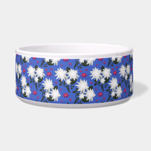 Tigela Padrão Floral Branco Elegante em Fundo Preto
