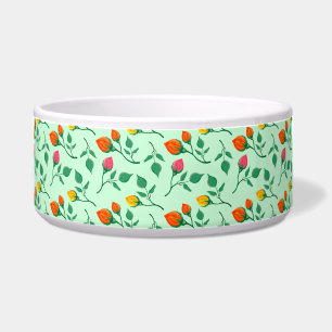 Tigela Padrão floral com flores rosa coloridas