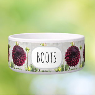 Tigela Padrão Floral Dália Vermelha Personalizado Pet