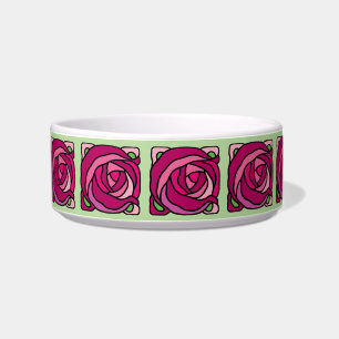 Tigela Padrão floral verde e cor-de-rosa Rosas