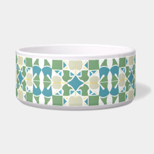 Tigela Padrão Geométrico Abstrato em Verde e Azul