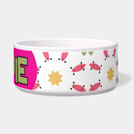 Tigela Padrão Geométrico Dourado e Rosa-Teal