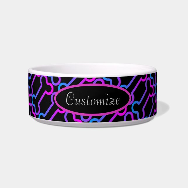 Tigela Padrão Personalizado de cores pretas e arco-íris (Frente)