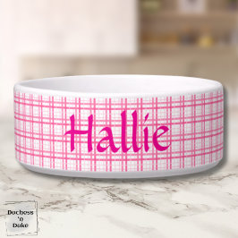 Tigela Padrão Xadrez Branco Rosa Pet