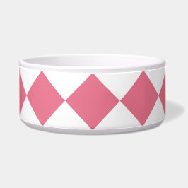 Tigela Padrão Xadrez Diamante Rosa Branco